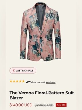 Versona Pink Floral-Pattern Sport Blazer